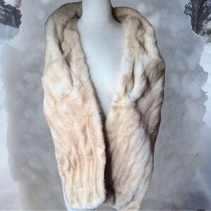 Massive Vintage Blond Mink Real Fur Wrap Coat Stole Shrug in Mint Condition